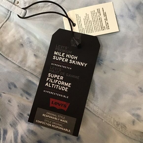 LEVI’S tie dye wash jeans mile high super skinny high rise waisted waist 29 - Picture 6 of 16